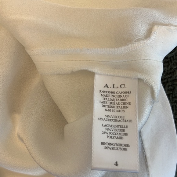 A.L.C. White Glyn Cold Shoulder Blouse with Black Lace - Picture 7 of 7